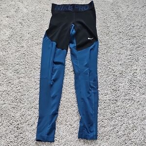 Nike Pro Dri-FIT Black and Blue Leggings